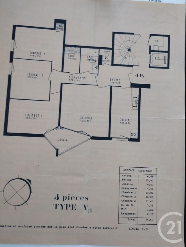 Afficher la photo en grand Appartement F4 à vendre - 4 pièces - 74.5 m2 - FRANCONVILLE LA GARENNE - 95 - ILE-DE-FRANCE - Century 21 La Source Immo